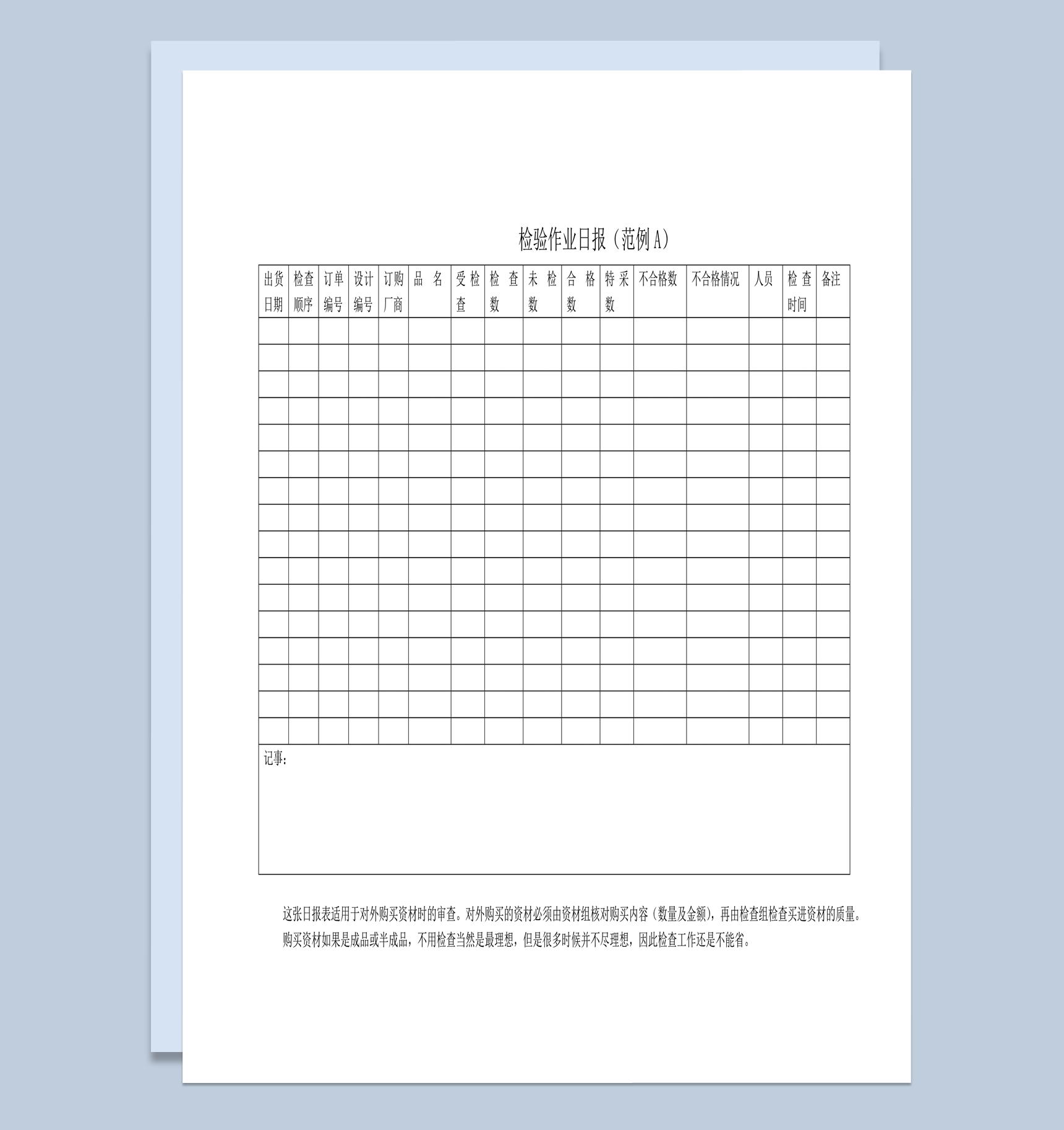 检验作业日报范例报告word模板