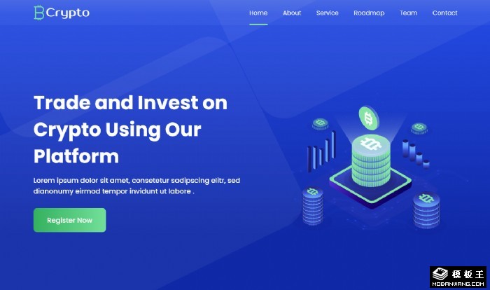 蓝色金融货币投资网页模板