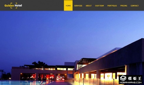 现代黄金酒店响应式网页模板