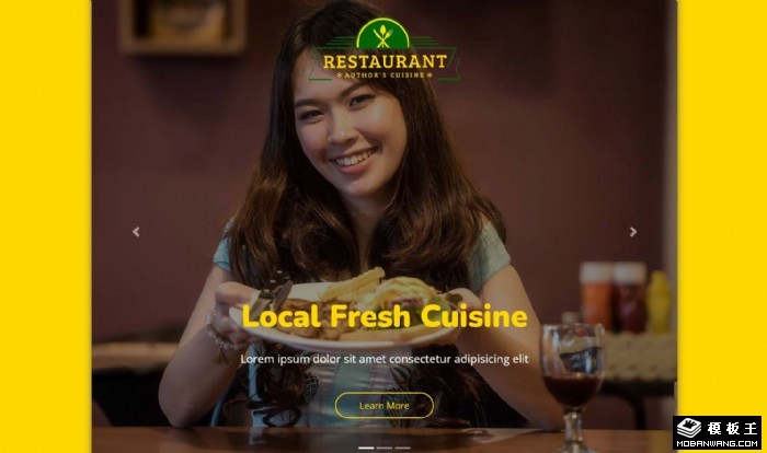 黄色餐厅美食预订网页模板