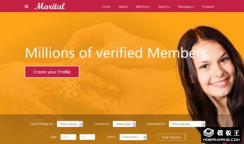 婚介交友中心响应式网页模板