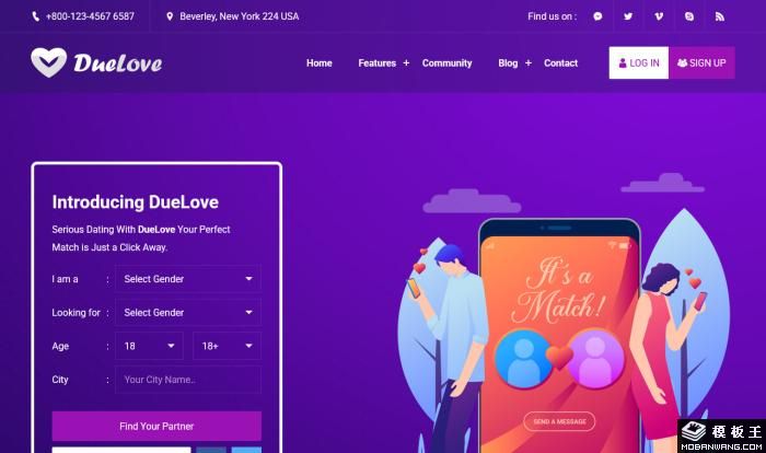 紫色婚恋交友平台网站模板