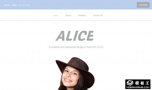 爱丽丝个人简历响应式网页模板