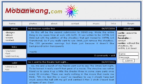 蓝色简单日志网页模板