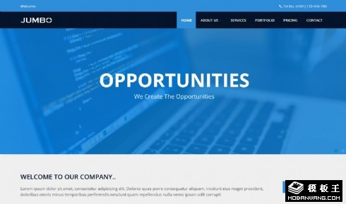 蓝色创新科技公司响应式网页模板