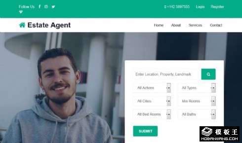 房产交易资源中心响应式网页模板
