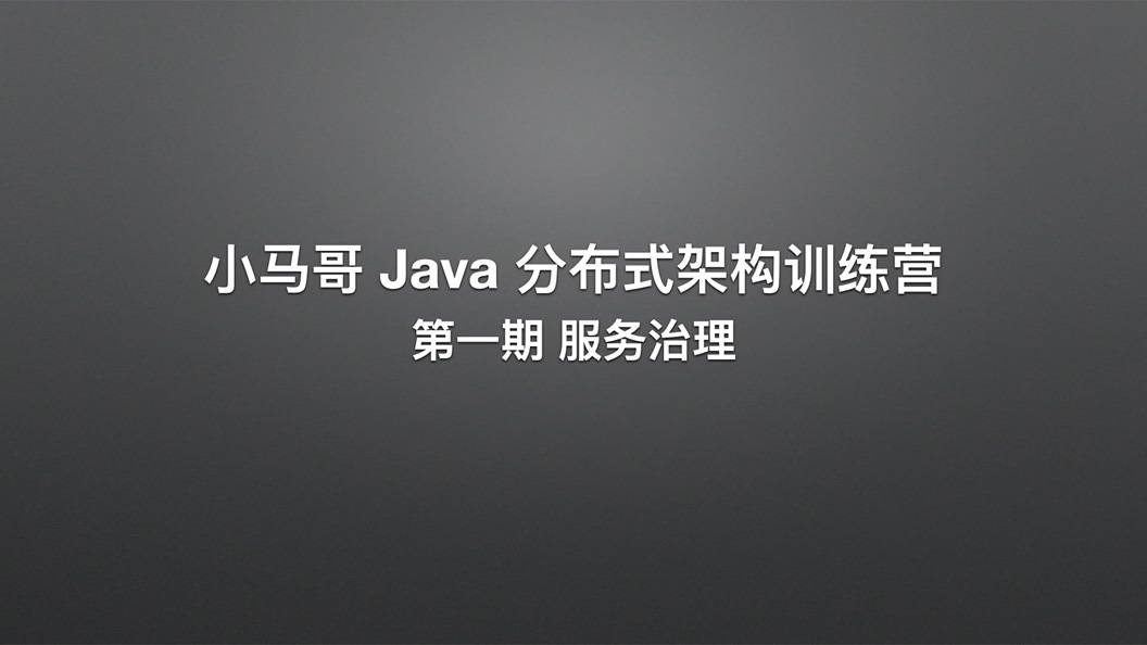 小马哥 Java 分布式架构训练营 - 第一期 服务治理