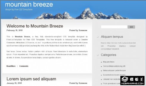雪峰主题BLOG网页模板