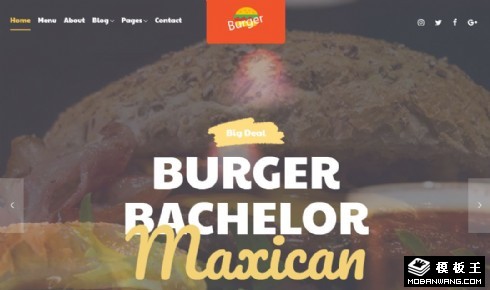 汉堡连锁餐厅展示响应式网页模板