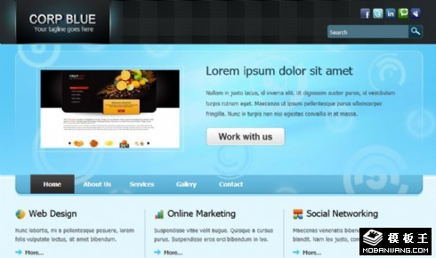 蓝色企业在线动态网页模板
