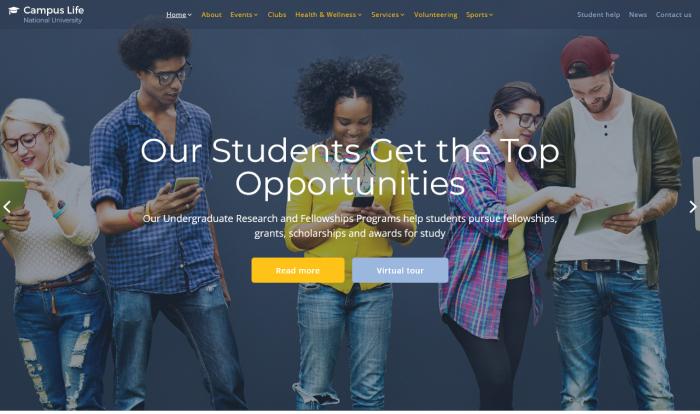 全方位大学校园生活展示网站模板