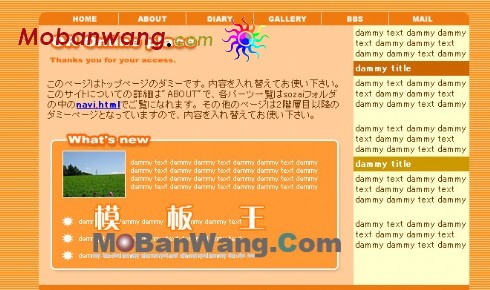 橙黄色个人网页模板