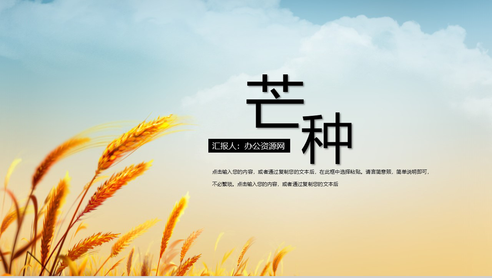 二十四节气之芒种PPT模板