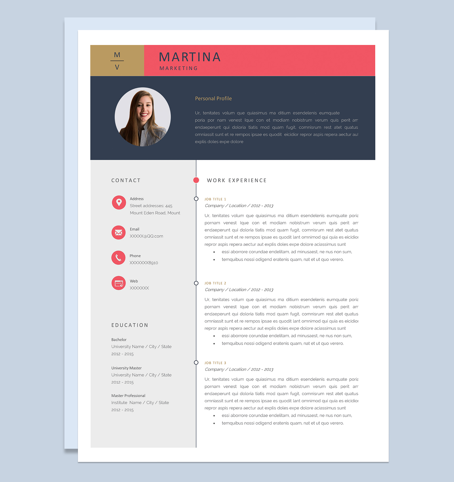 时尚创意销售相关岗位个人英文求职简历Word模板