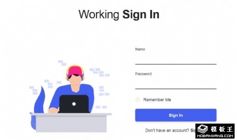 工作登录表单响应式网页模板