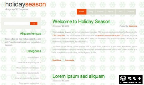 假期季节雪花BLOG网页模板