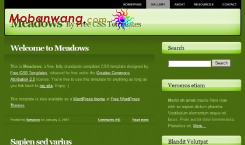 绿色草地主题BLOG网页模板