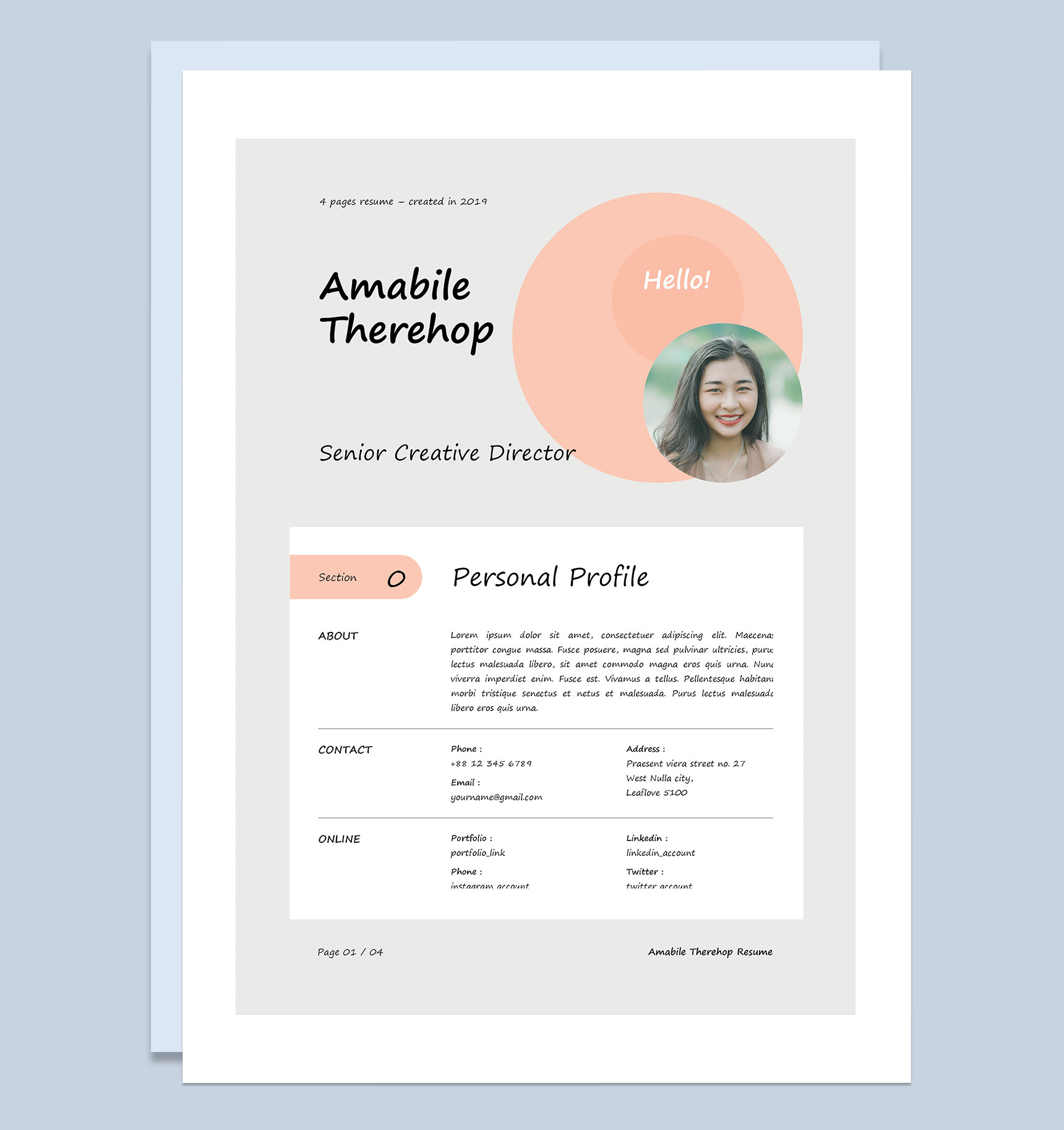 外企高级创意总监求职通用个人简历Word模板