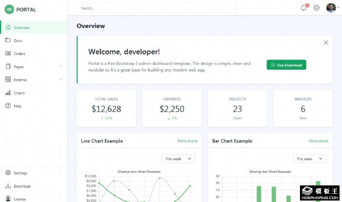 web应用程序管理后台网页模板