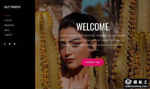 黑色摄影作品单页响应式网页模板