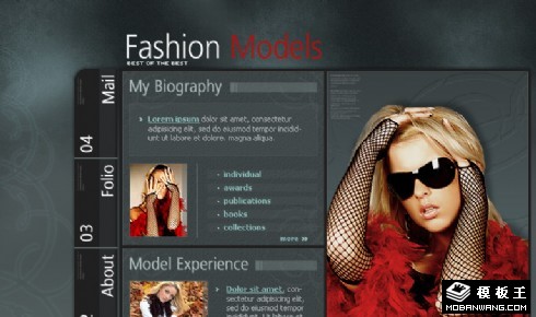 灰黑时尚模特公司网页模板