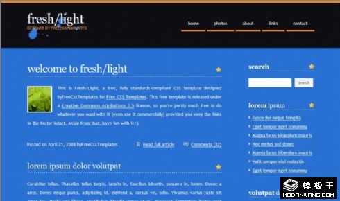 蓝黑个人观点日志网页模板