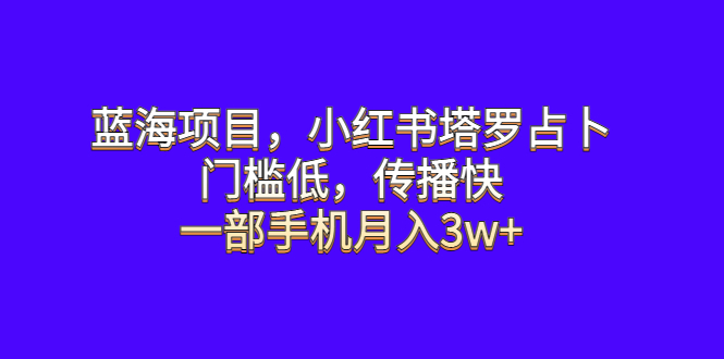 蓝海项目,小红书塔罗占卜,门槛低,传播快,一部手机月入3w+