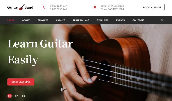 吉他学习圣地单页模板