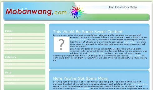 蓝绿渐变BLOG网页模板