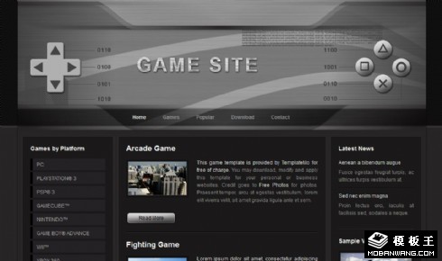 黑色游戏手柄界面网页模板