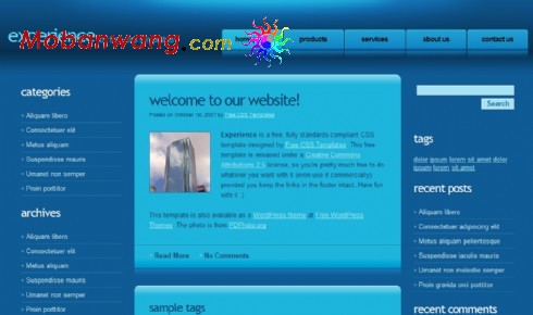 蓝色IT技术博客网页模板