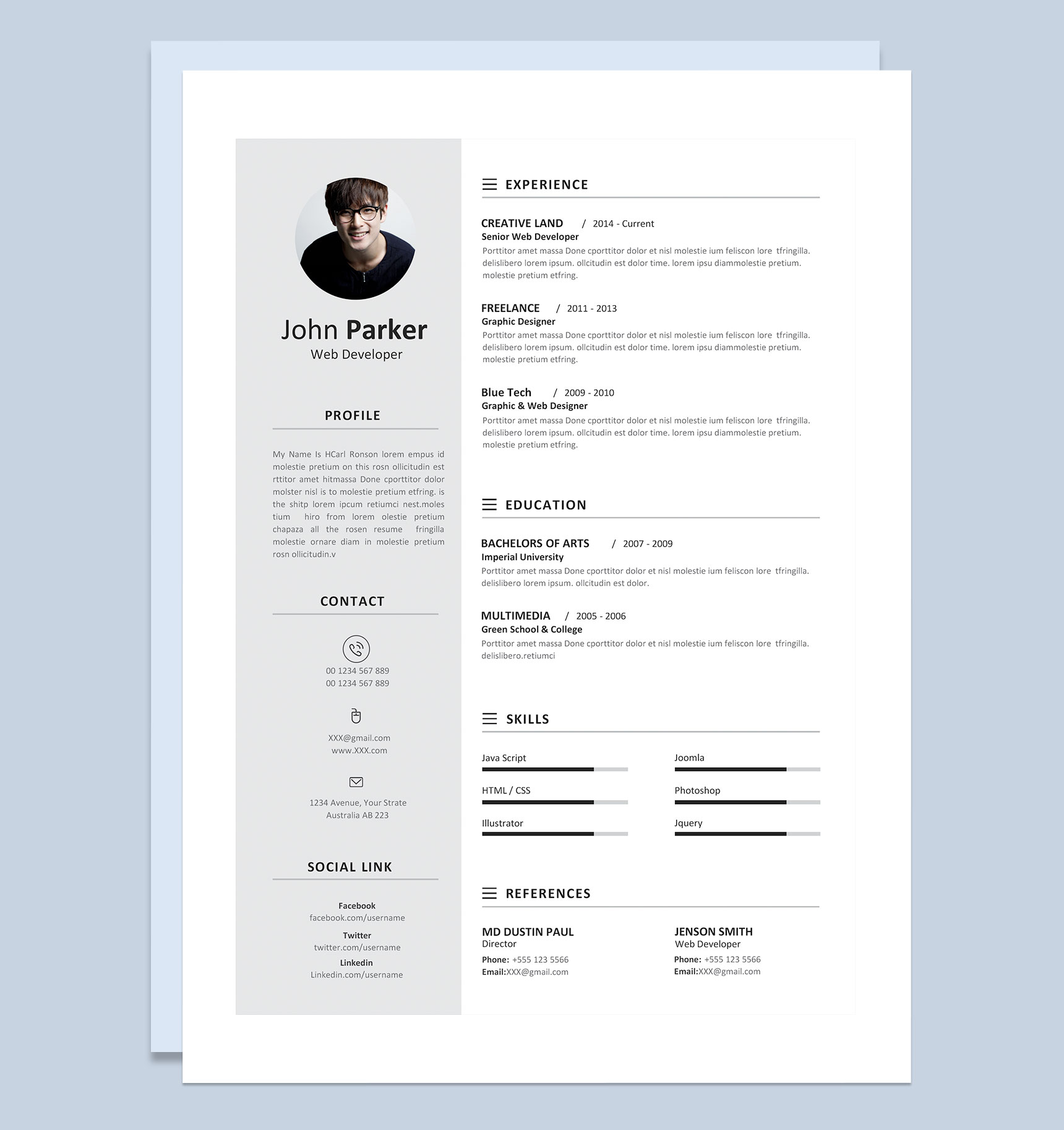 外企网页前端开发工程师求职简历Word模板
