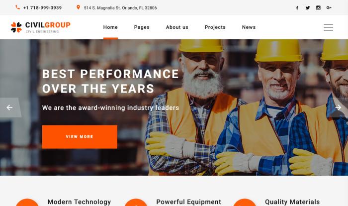 基础设施建筑公司网站模板