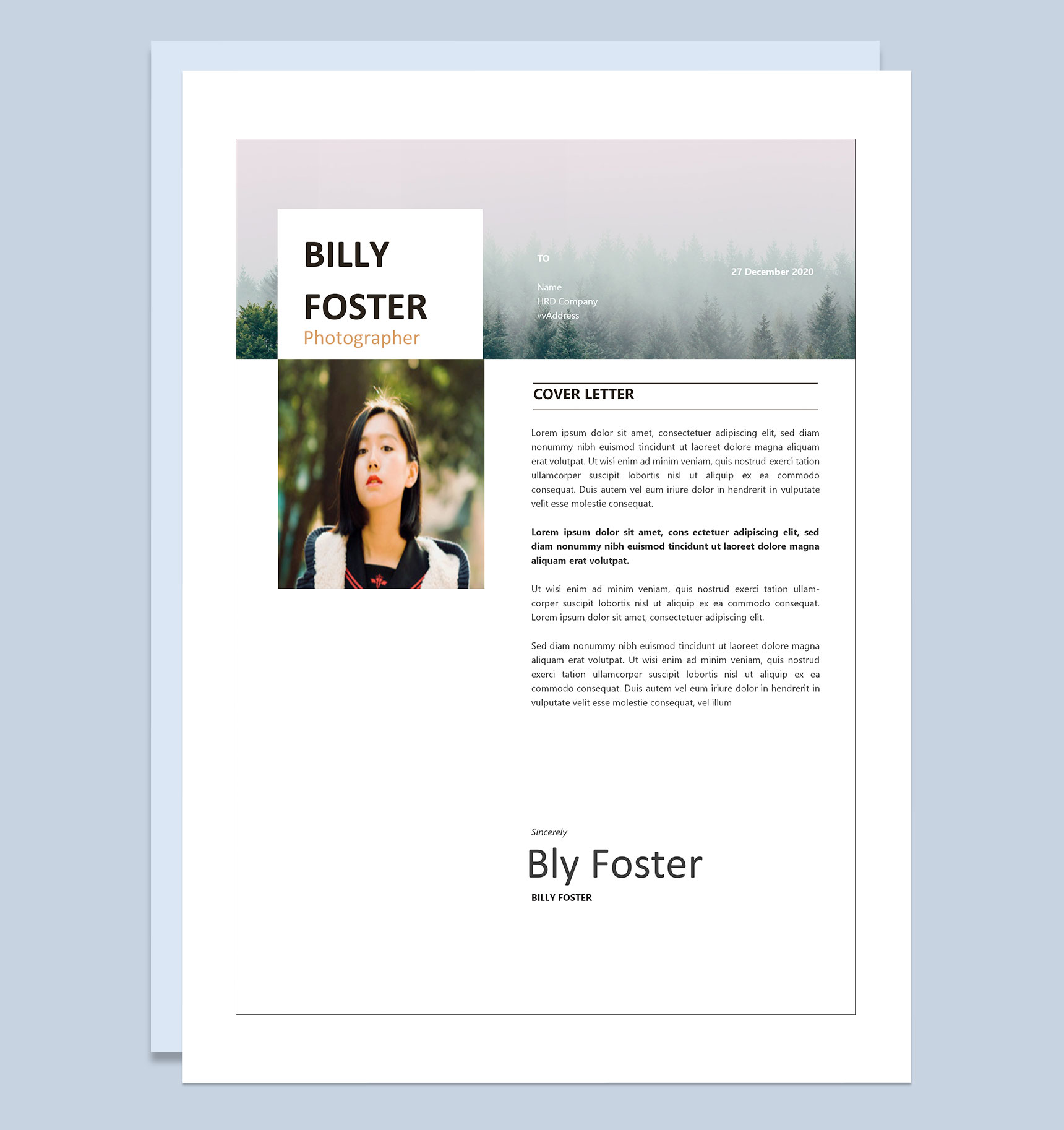 时尚风外企摄影师求职通用个人简历Word模板