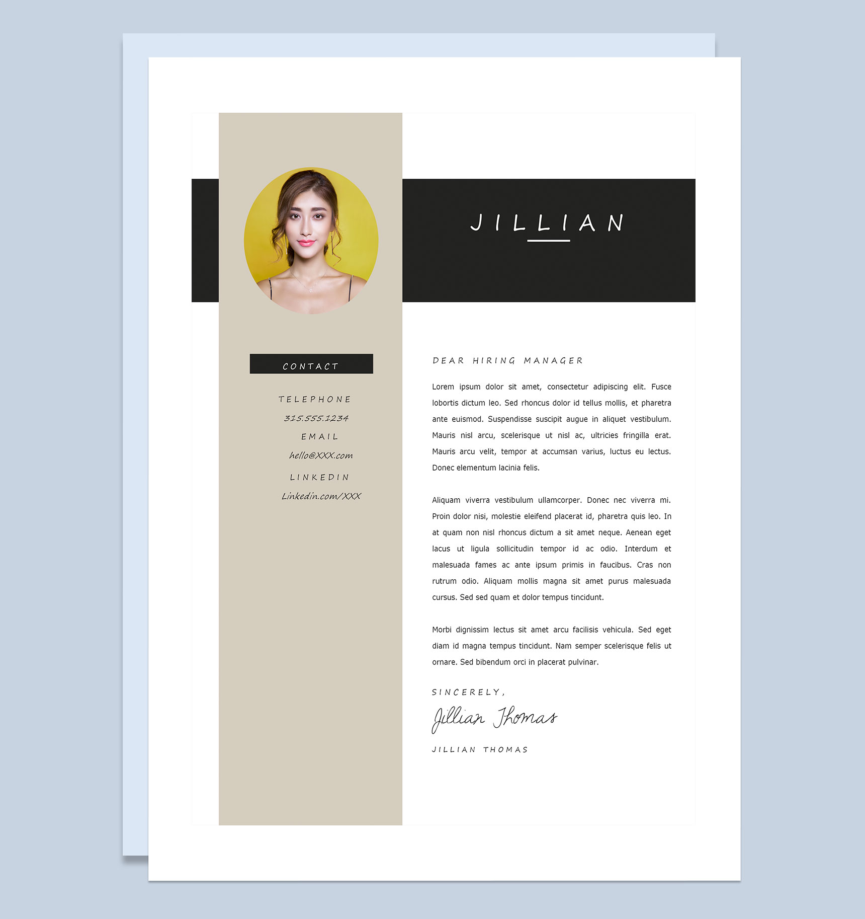 白色欧美风海外公司求职通用简历Word模板