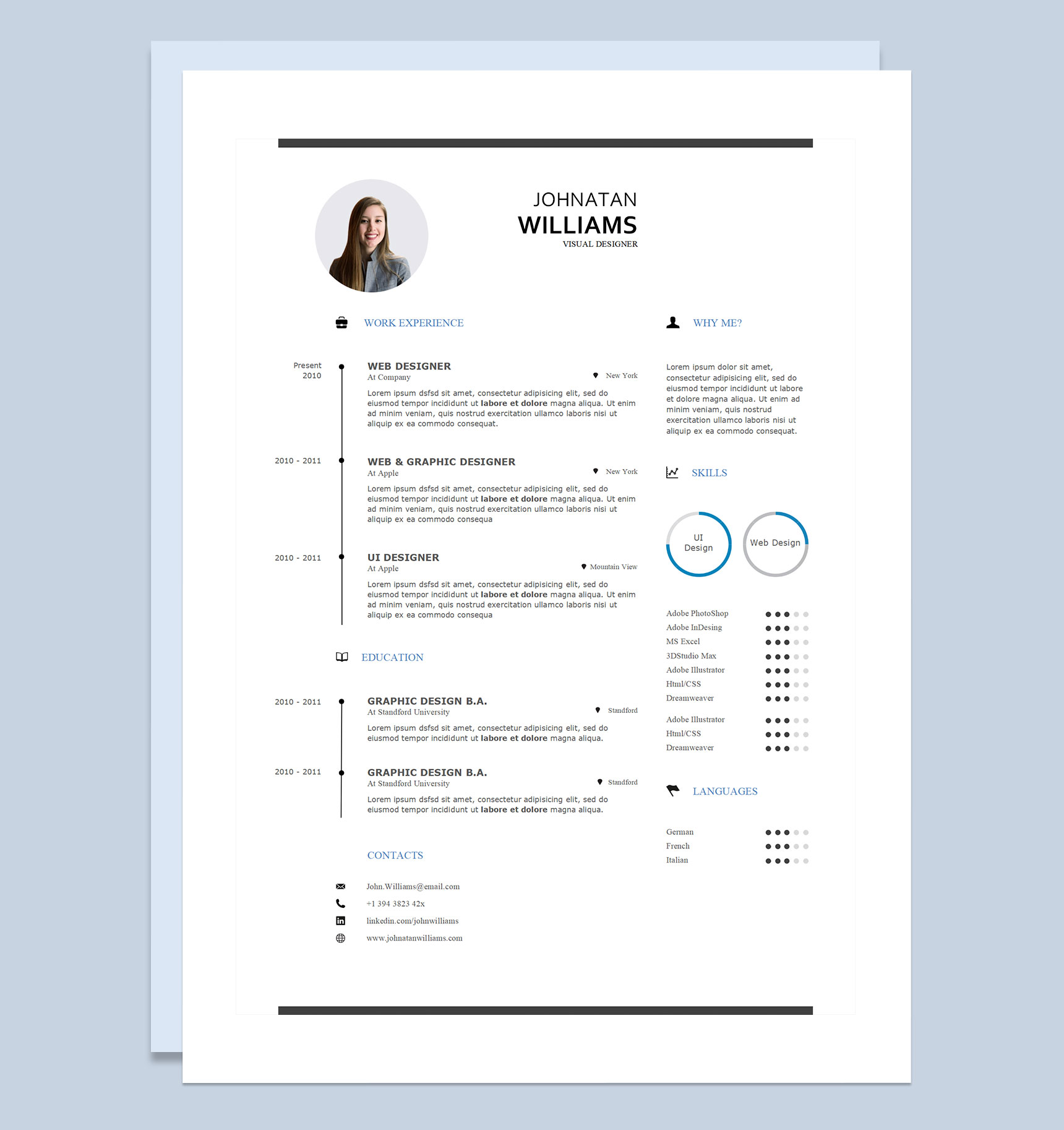 视觉设计师网页设计师通用的求职简历个人简历Word模板