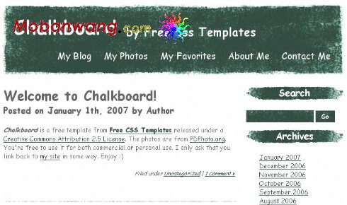 黑板风格BLOG网页模板