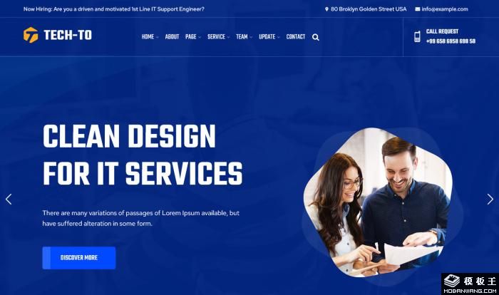 蓝色IT软件开发服务网站模板