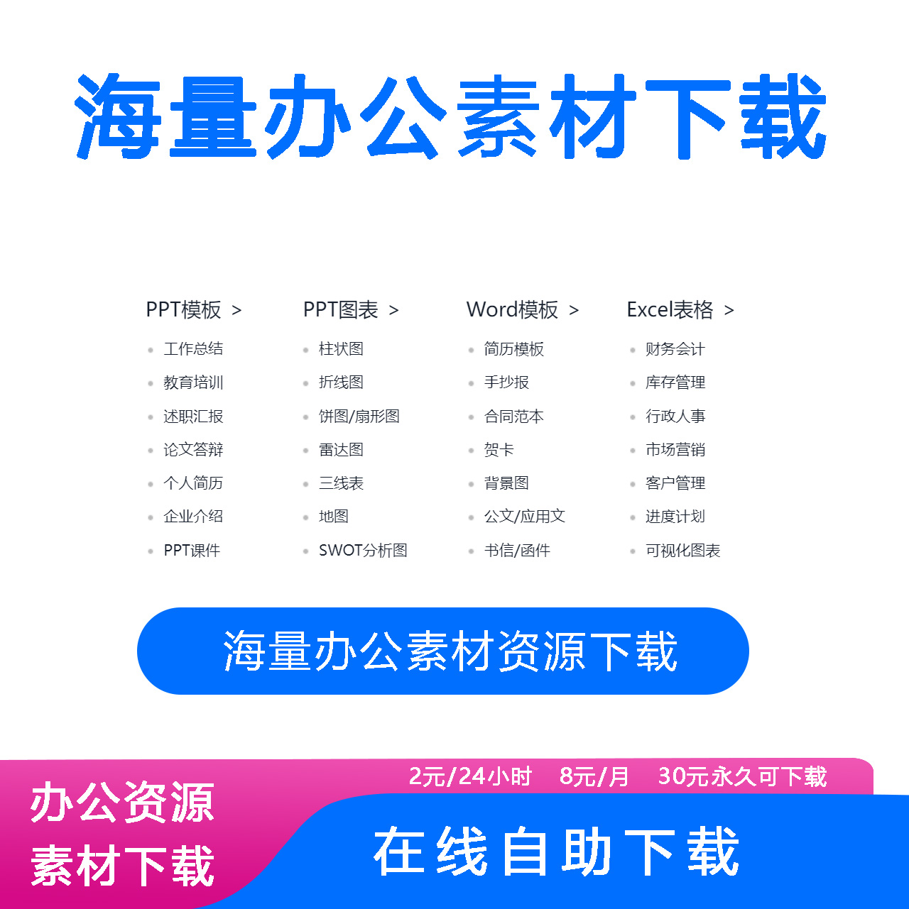 [卡密]永久海量办公资源PPT模板Word模板Excel表格模板PPT图表图表下载