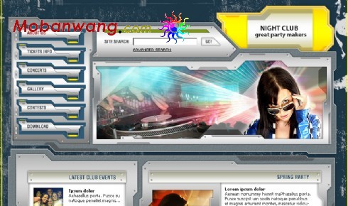 酒吧俱乐部夜生活网页模板
