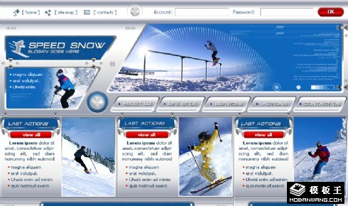 雪地飞翔滑雪运动网页模板