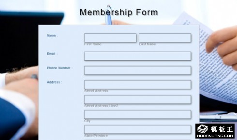 详细资料登记表单响应式网页模板