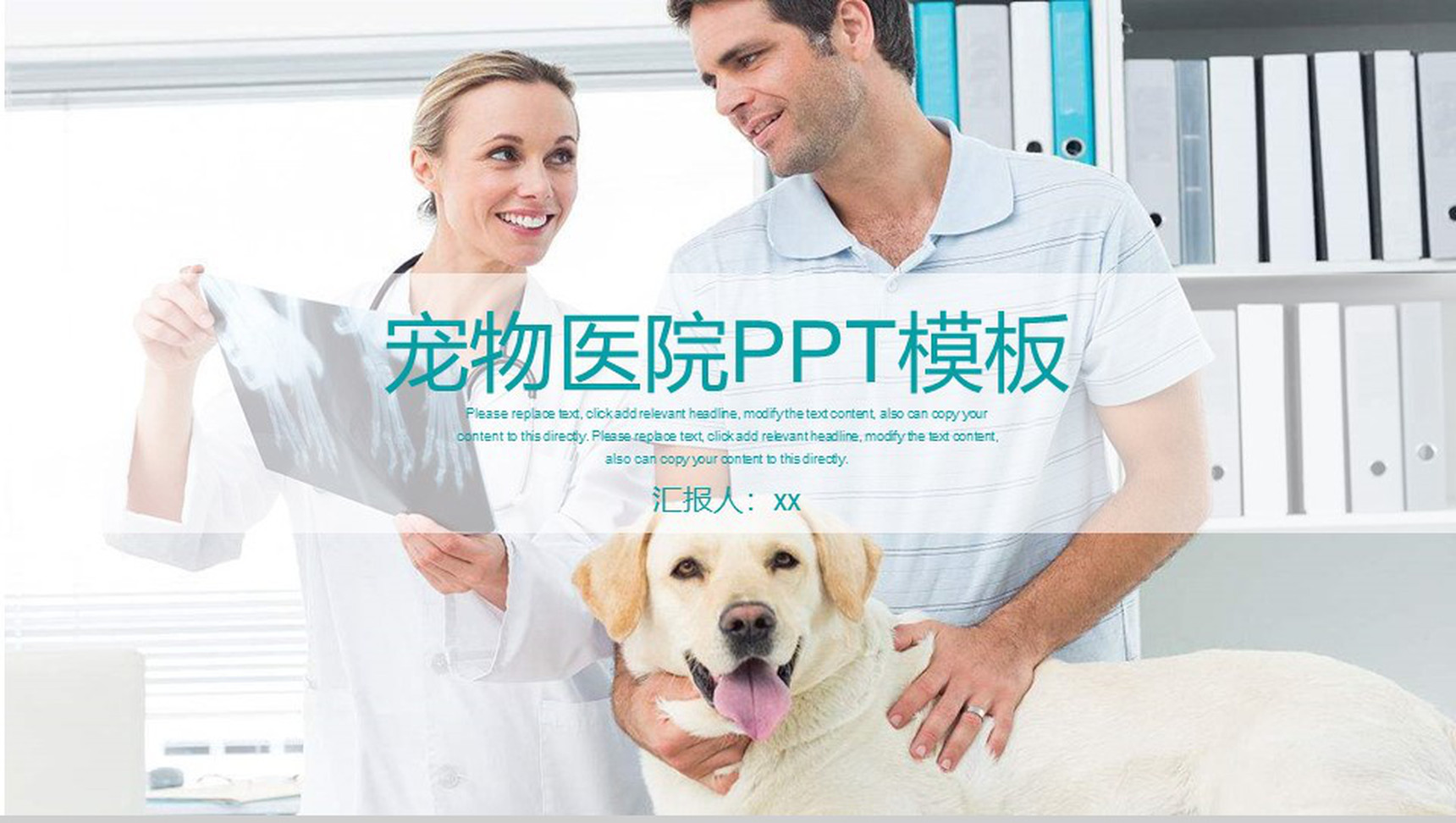 小清新宠物医院工作汇报PPT模板