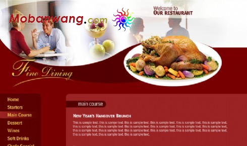 欧美餐厅红色网页模板