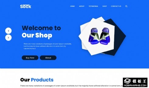 蓝色体育用品响应式网页模板