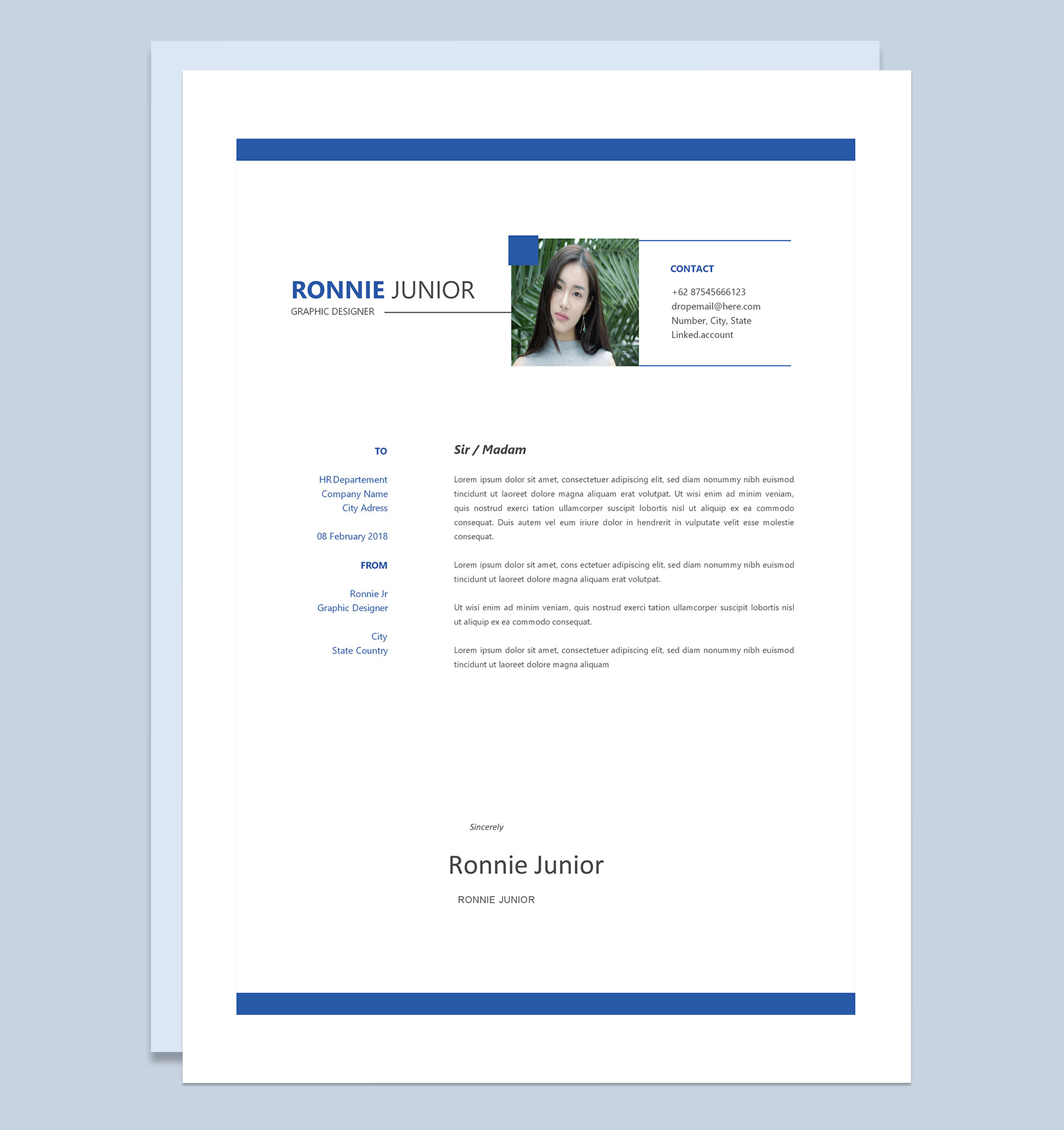 海外企业平面设计师求职通用英文简历Word模板