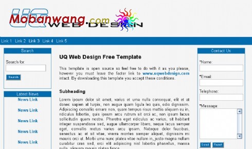 蓝色导航BLOG网页模板