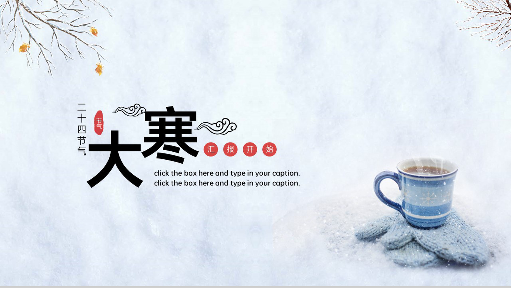 灰白简约风二十四节气大寒主题校园班会PPT模板