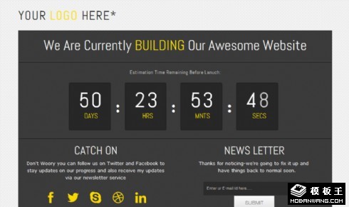 暗黑网站建设中倒计时网页模板
