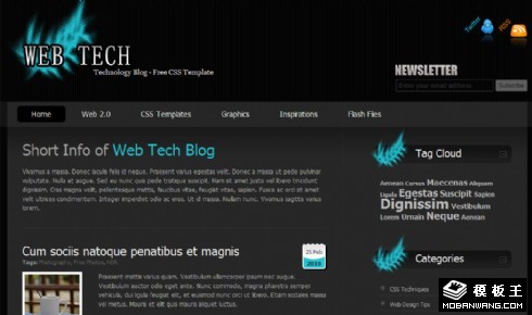 黑色科技博客网页模板